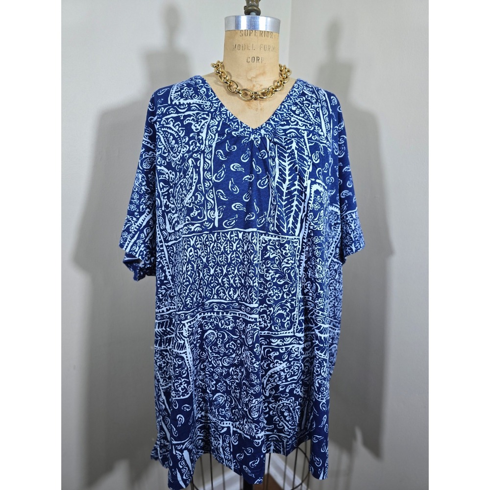 Woman Within blue paisley top size 5X 38/40 100% cotton - Picture 2 of 4
